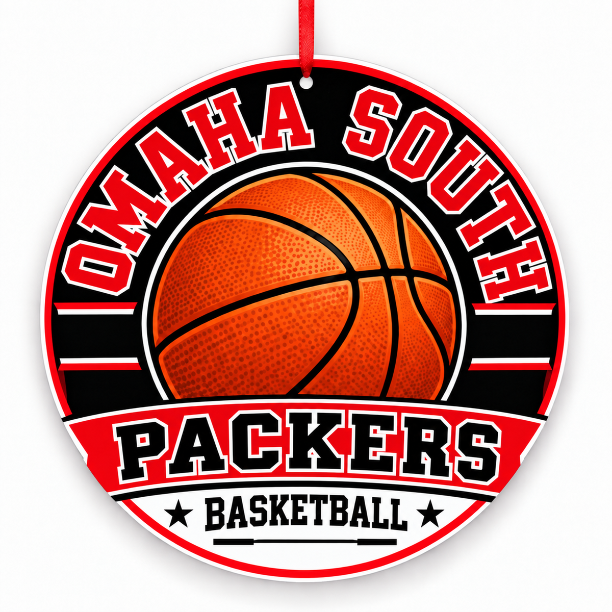 Omaha South High School Packers basketball Christmas ornament