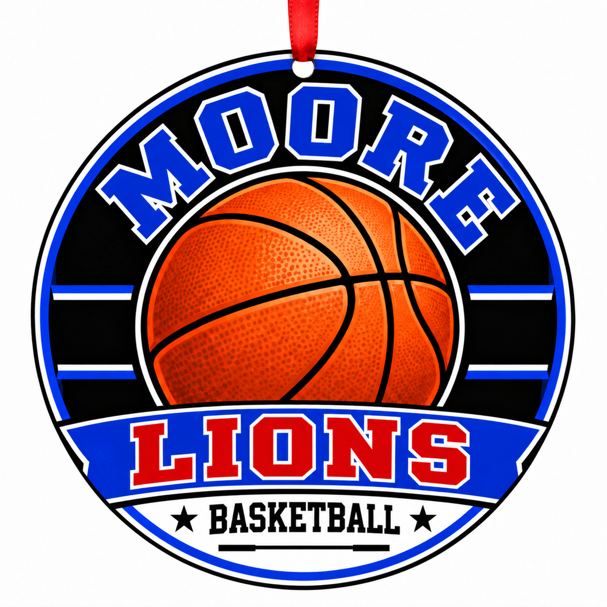 MOORE HS Lions basketball Christmas ornament