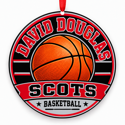 David Douglas High School Scots basketball Christmas ornament mockup