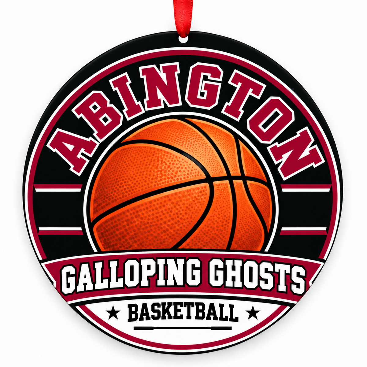 Abington SHS Galloping Ghosts basketball Christmas ornament