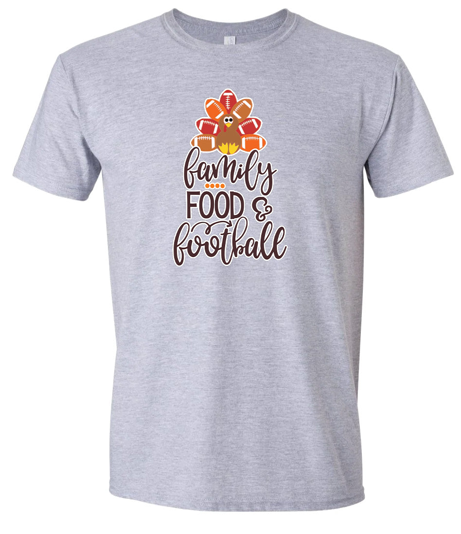 Family, Food & Football Adult Gildan Soft Shirt