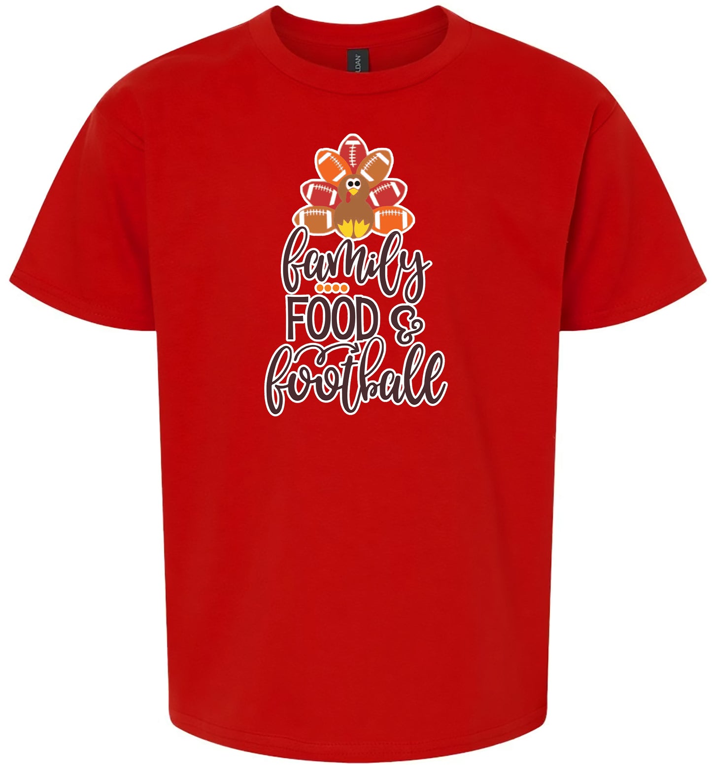 Family, Food & Football Children's Gildan Soft Shirt