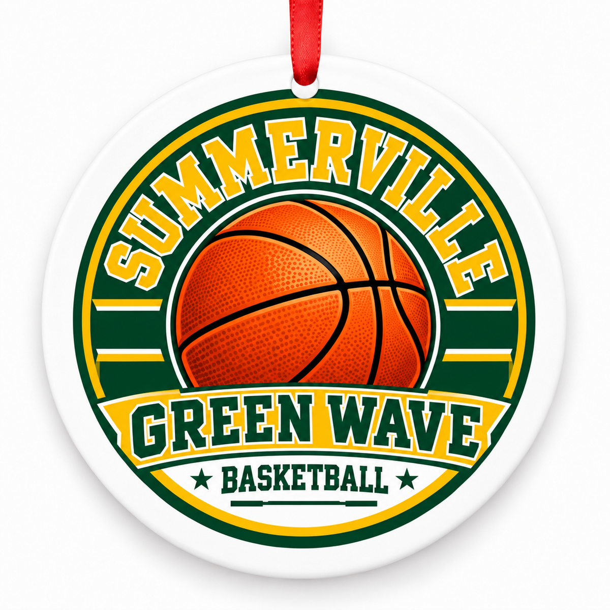Summerville High Green Wave basketball Christmas ornament