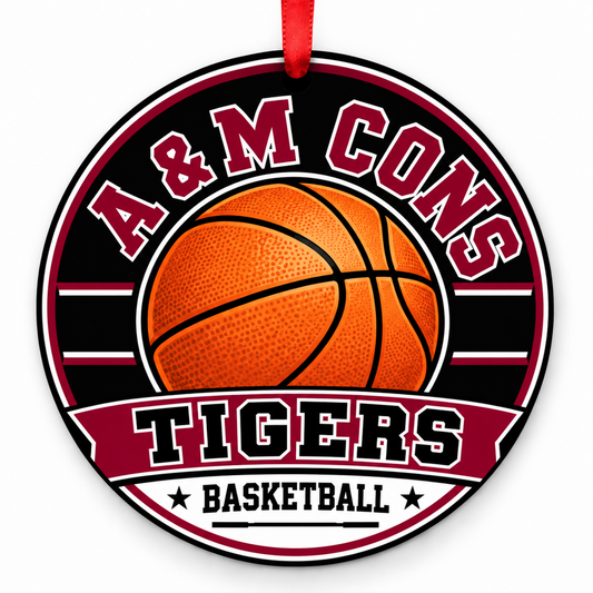 A & M Consolidated High School Tigers basketball Christmas ornament