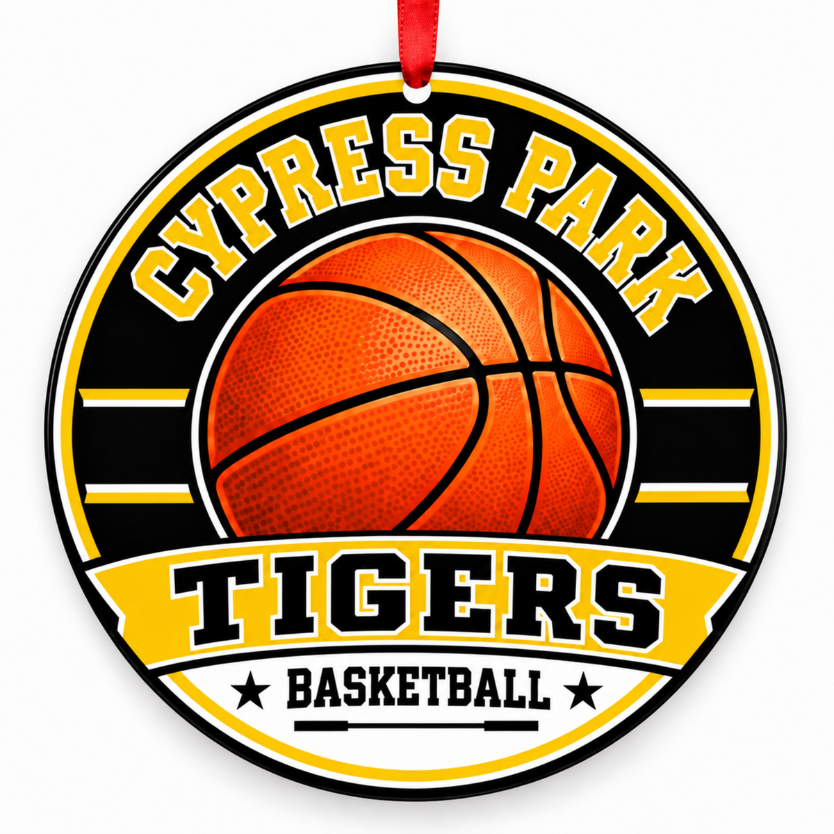 Cypress Park High School Tigers basketball Christmas ornament