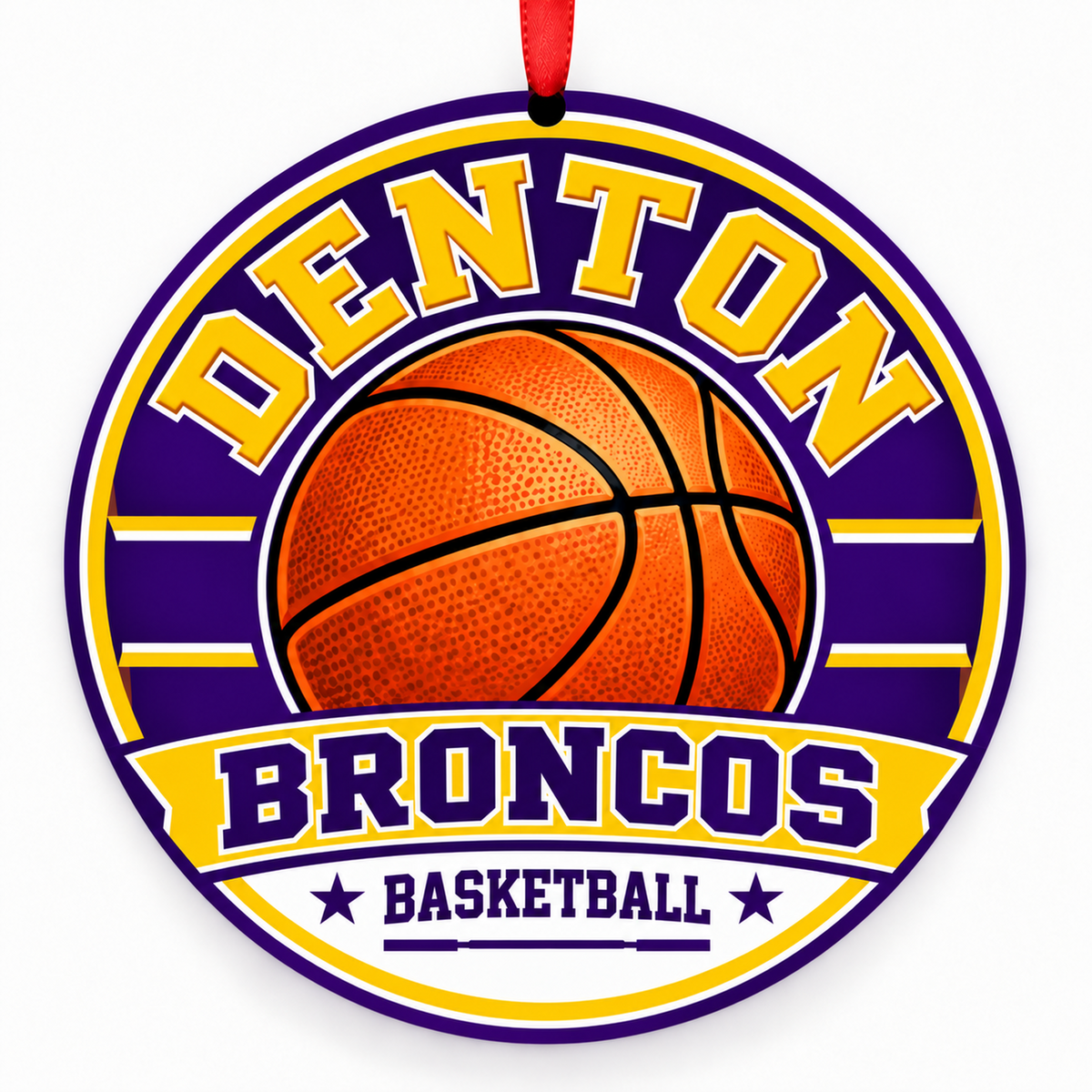 Denton High School Broncos basketball Christmas ornament