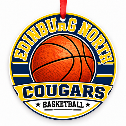 Edinburg North High School Cougars basketball Christmas ornament