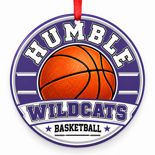 Humble Wildcats basketball Christmas ornament, Humble, Texas