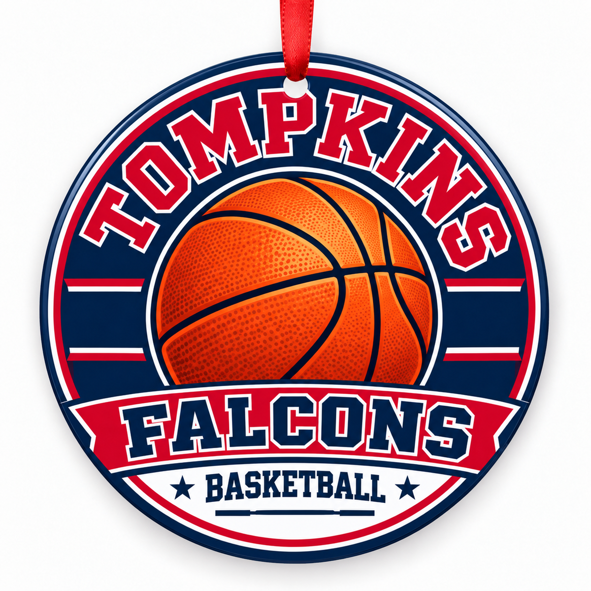 Tompkins Falcons basketball Christmas ornament, Katy, Texas