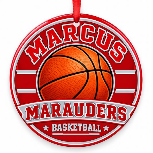 Marcus Marauders basketball Christmas ornament, Flower Mound, Texas