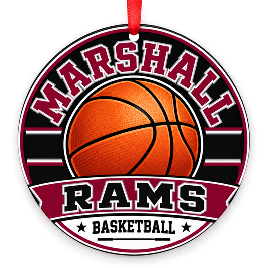 Marshall High School Rams basketball ornament