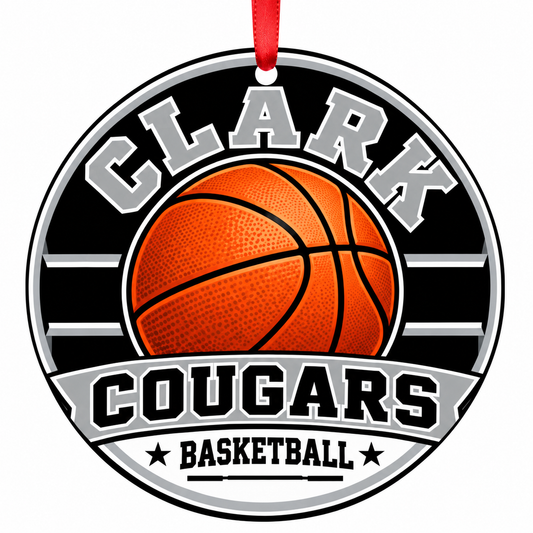 Clark H S Cougars Basketball Christmas Ornament