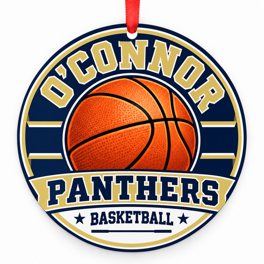 O'Connor High School Panthers basketball Christmas ornament