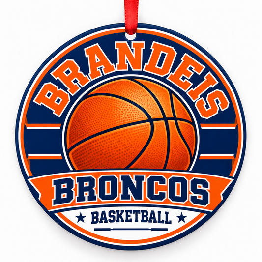 BRANDEIS H S Broncos basketball Christmas ornament