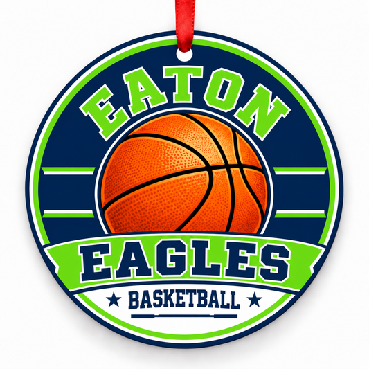 V R Eaton H S Eagles basketball Christmas ornament