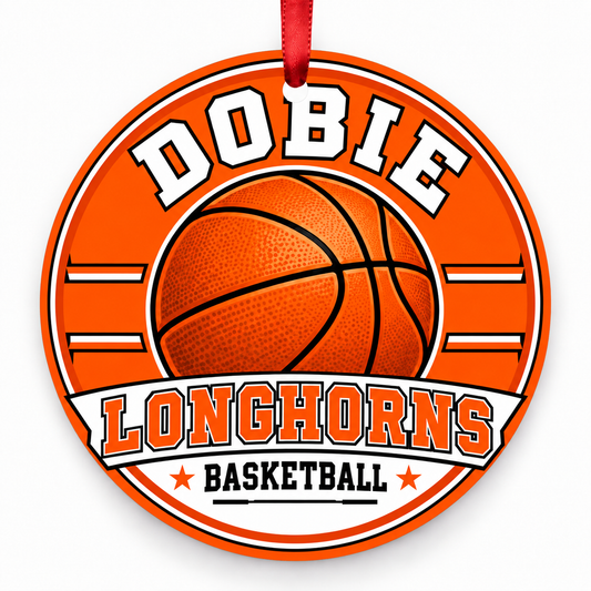 DOBIE H S Longhorns basketball Christmas ornament