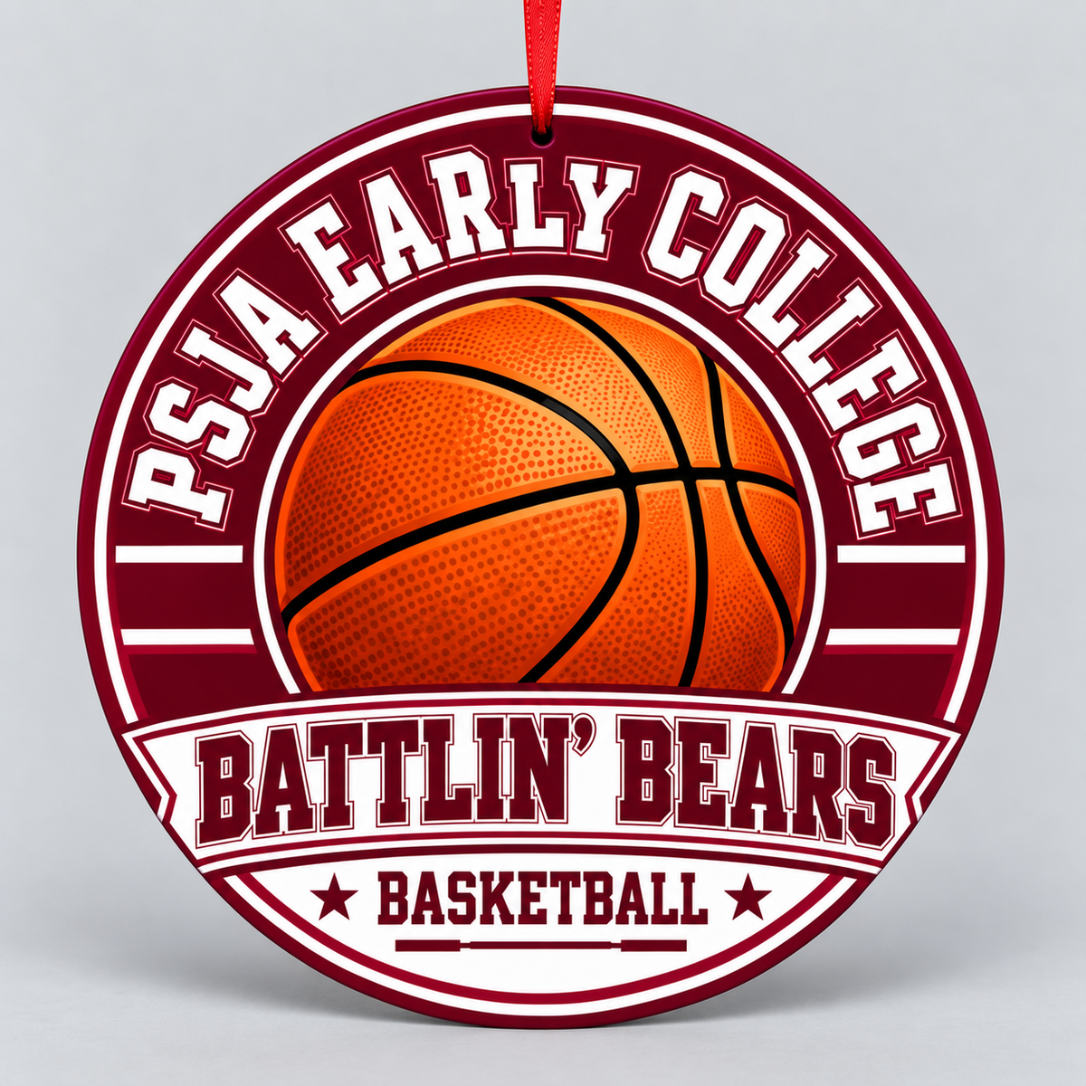 PSJA EARLY COLLEGE H S basketball Christmas ornament mockup