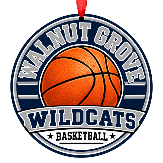 Walnut Grove High School Wildcats basketball Christmas ornament