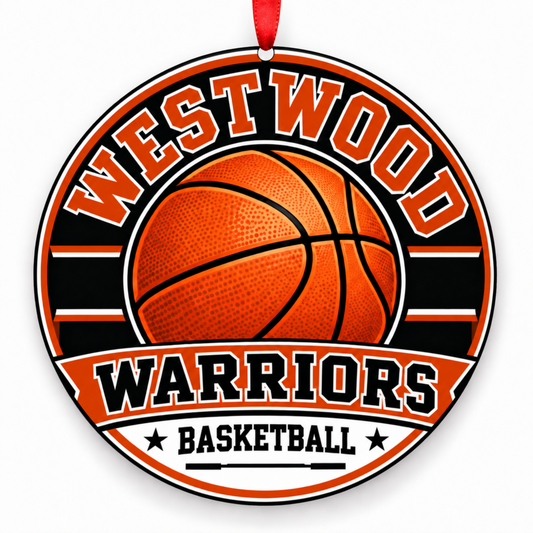 Westwood H S Warriors Basketball Christmas Ornament
