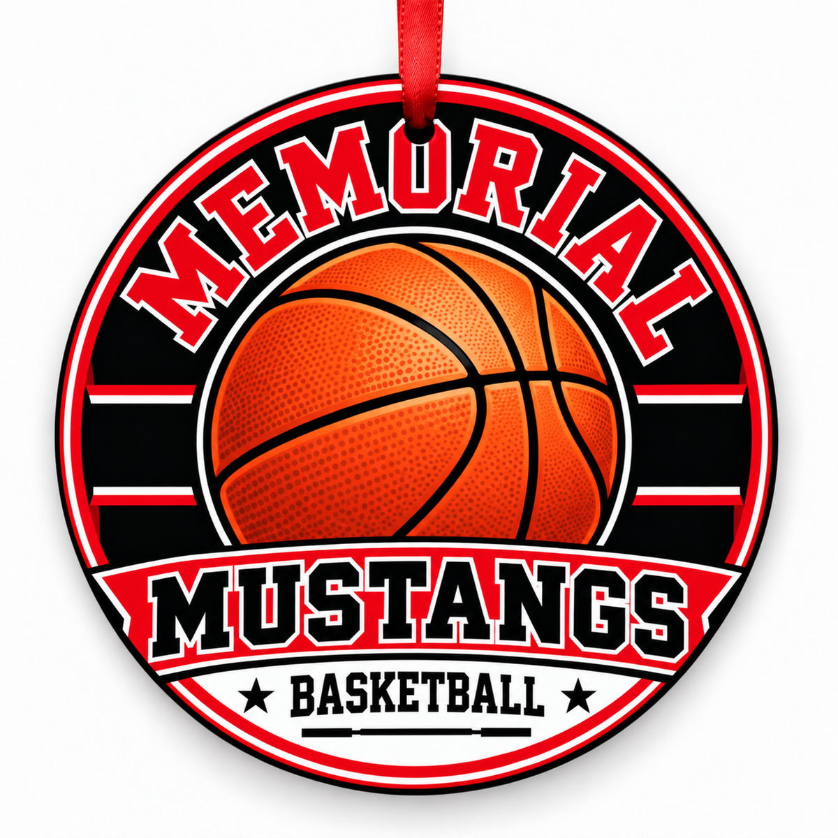 MEMORIAL H S Mustangs basketball Christmas ornament