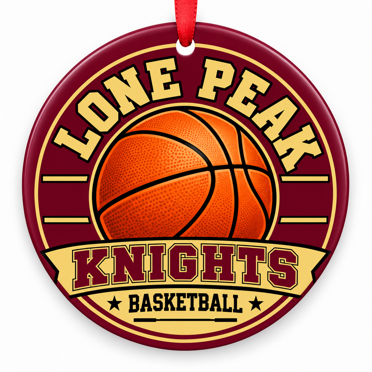 Lone Peak High School Knights basketball Christmas ornament