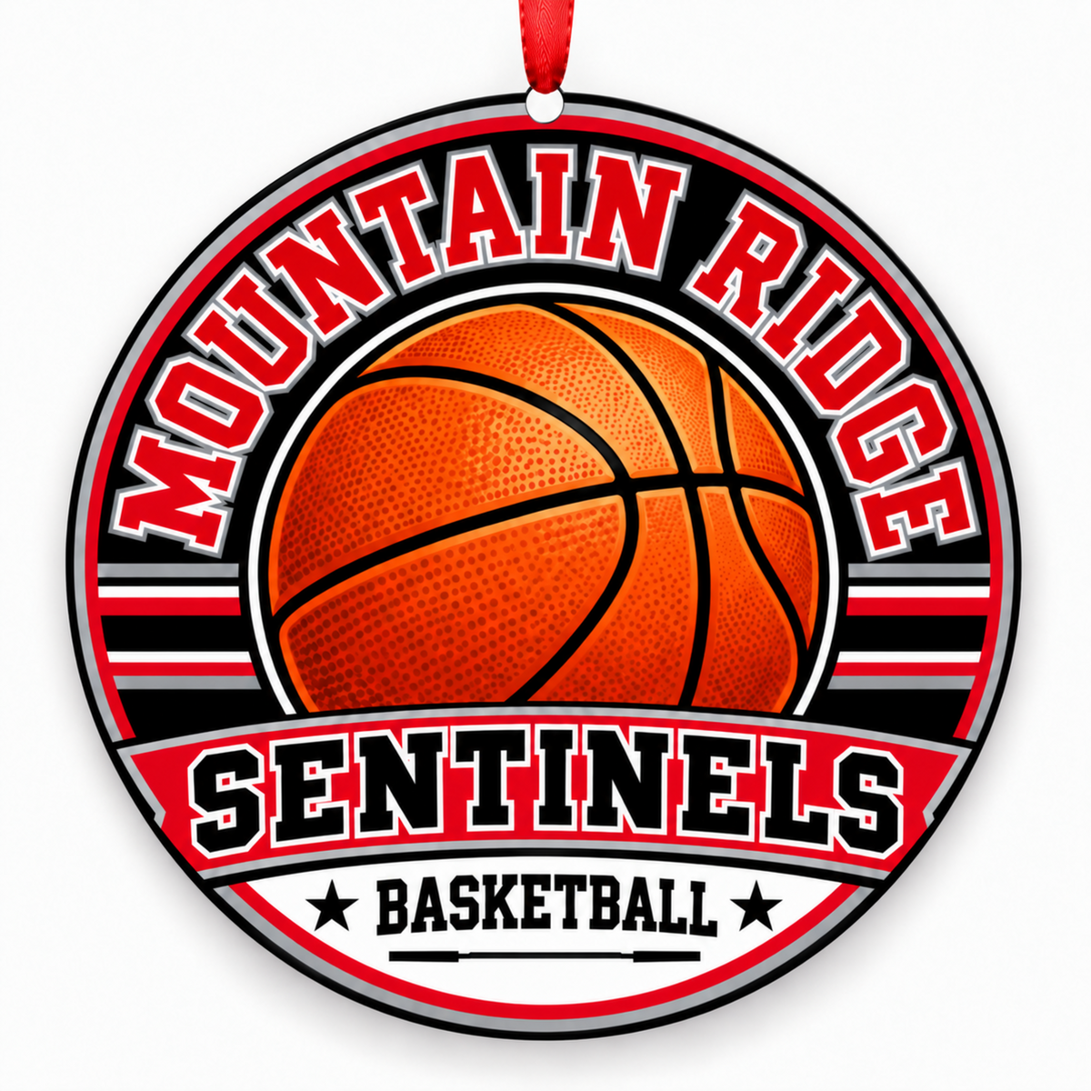 Mountain Ridge High Sentinels basketball Christmas ornament, Herriman, Utah