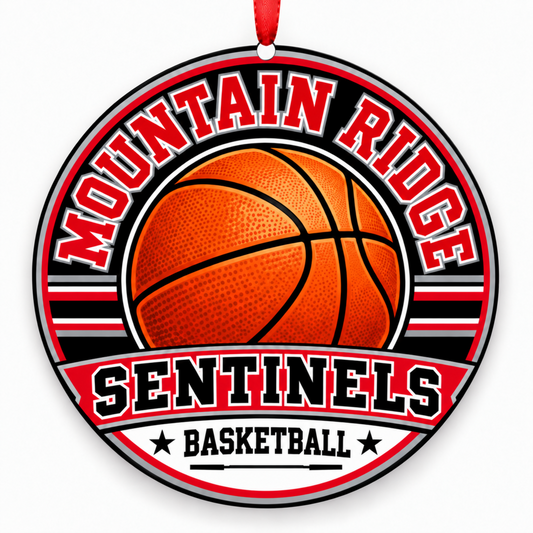 Mountain Ridge High Sentinels basketball Christmas ornament, Herriman, Utah