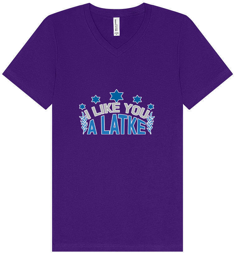 I Like You A Latke Unisex V-Neck Shirt