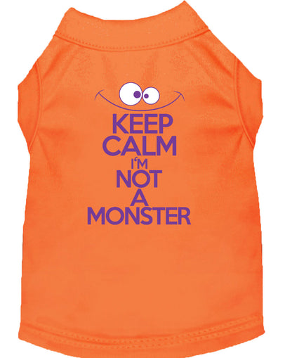 Pet Dog & Cat Shirt Screen Printed, "Keep Calm I'm Not A Monster"
