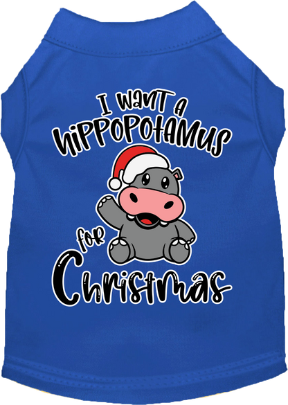 Christmas Pet Dog & Cat Shirt, "I Want A Hippopotamus For Christmas"