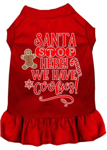 Christmas Pet Dress Screen Printed, "Santa Stop Here, We Have Cookies"