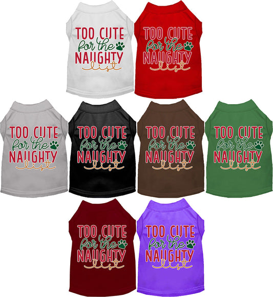 Dog Shirt for Pets "Too Cute for the Naughty List"