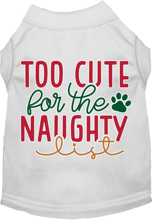 Dog Shirt for Pets "Too Cute for the Naughty List"