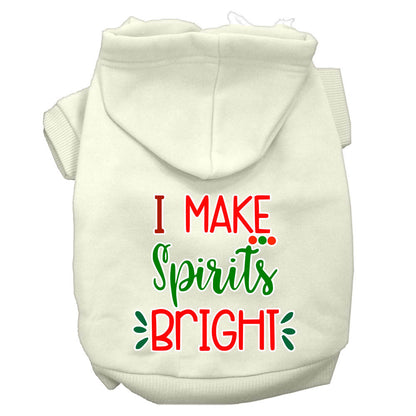 Christmas Pet Hoodie Screen Printed, "I Make Spirits Bright"