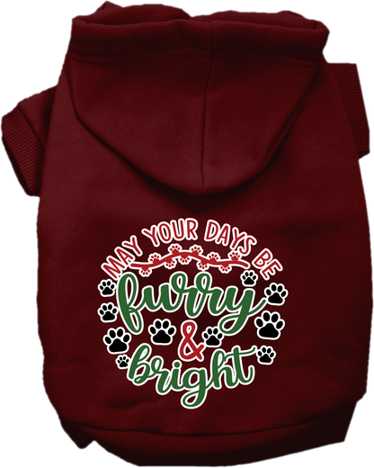 Christmas Pet Hoodie Screen Printed, "Furry & Bright"
