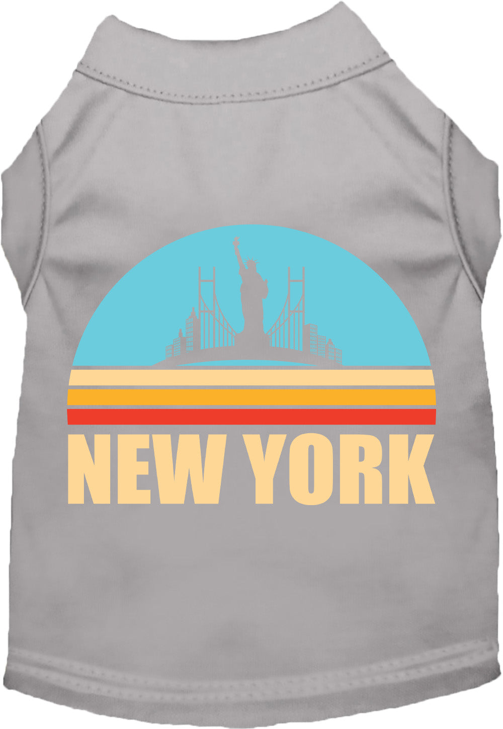 Gray pet shirt with 'Retro New York' design