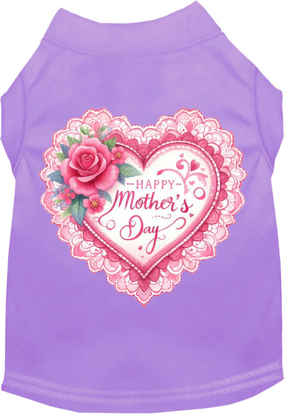 Purple pet shirt with 'Happy Mother's Day' heart design