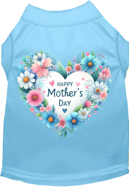 Light blue pet shirt with Mother's Day heart design