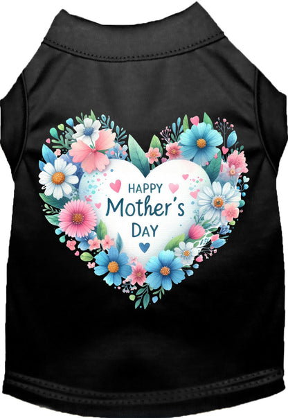 Black pet shirt with Mother's Day heart design