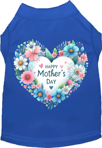 Blue pet shirt with Mother's Day heart design