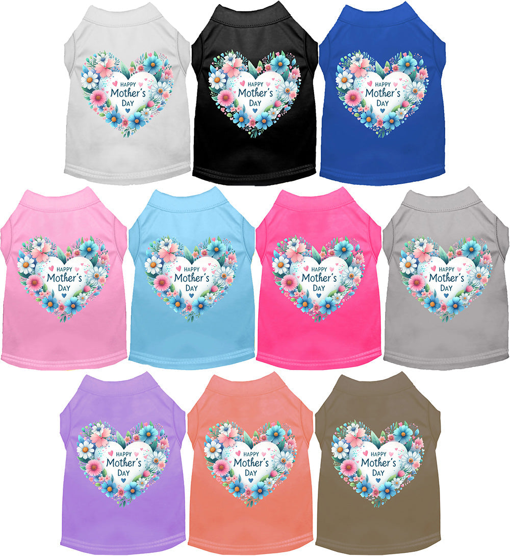 Gray pet shirt with Mother's Day heart design