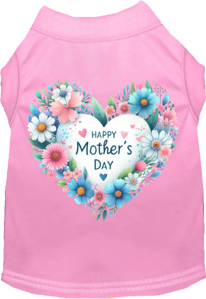 Pink pet shirt with Mother's Day heart design
