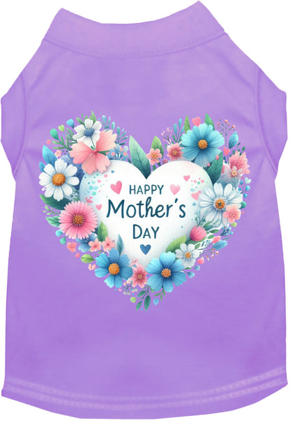 Purple pet shirt with Mother's Day heart design