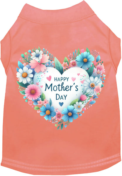 Orange pet shirt with Mother's Day heart design