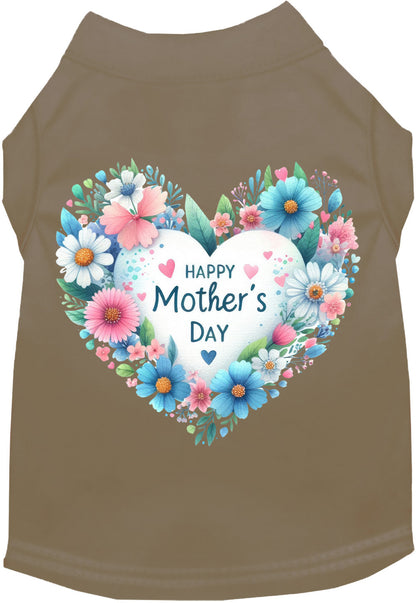 Brown pet shirt with Mother's Day heart design