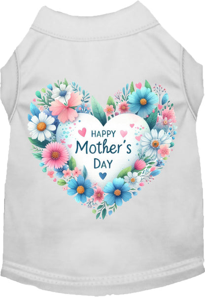 White pet shirt with Mother's Day heart design