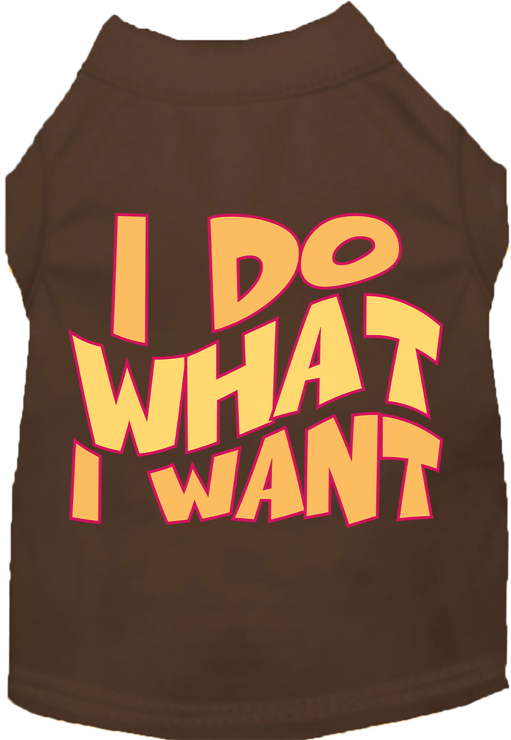 Brown pet shirt with 'I Do What I Want' text