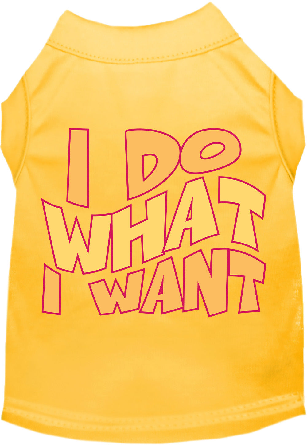 Yellow pet shirt with 'I Do What I Want' text