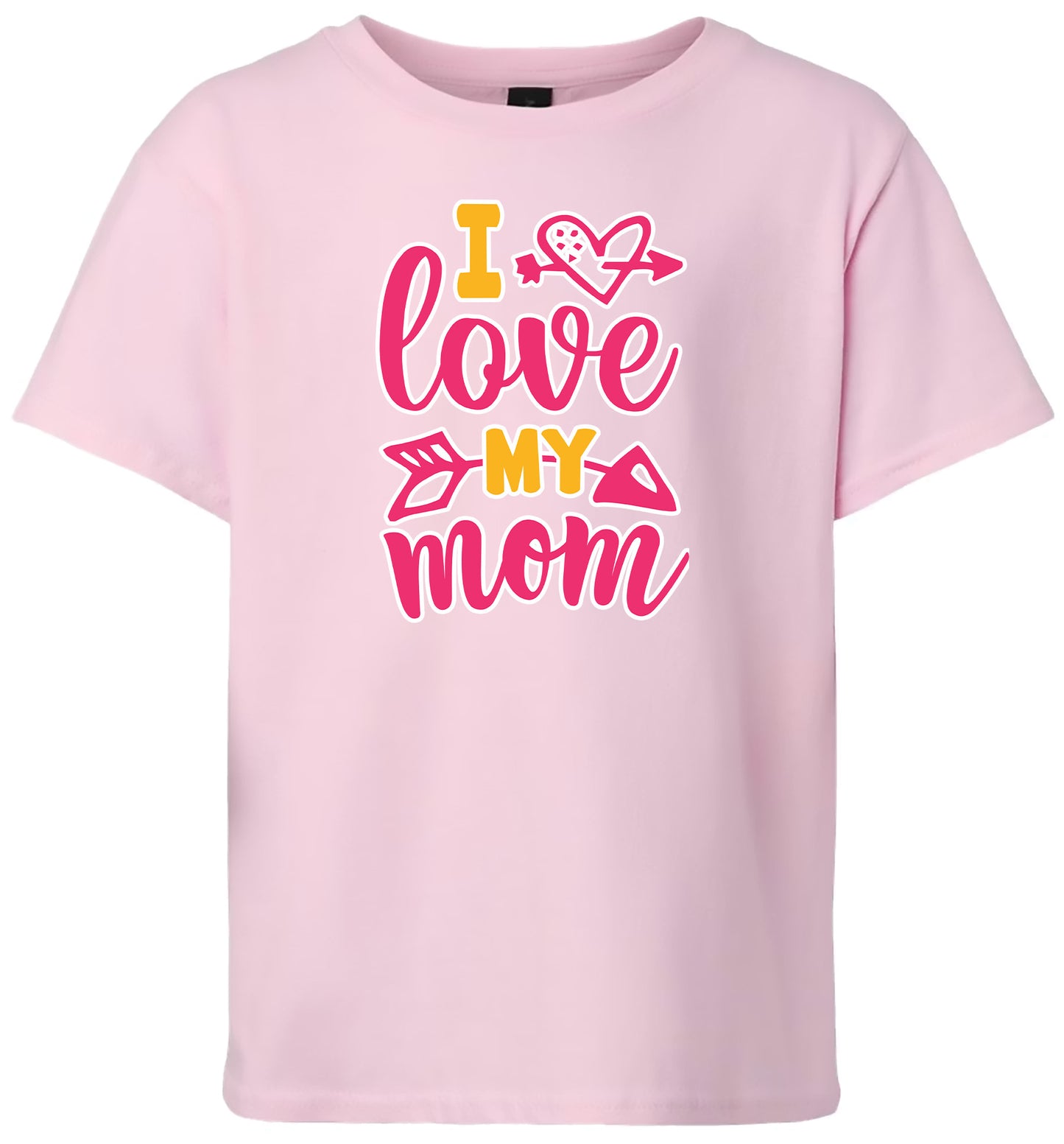 Pink I Love My Mom Children's Gildan Soft Shirt