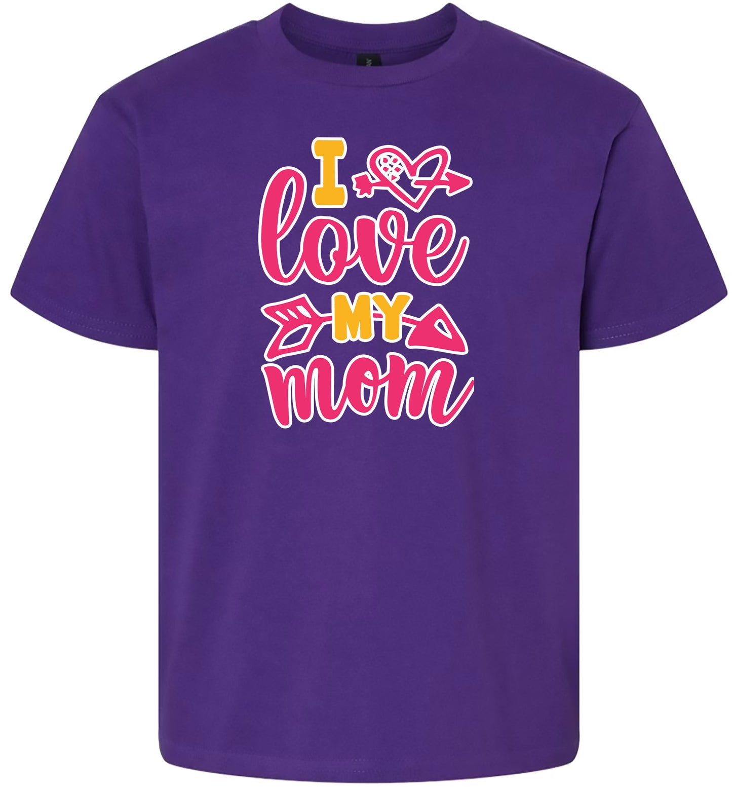 Pink I Love My Mom Children's Gildan Soft Shirt